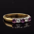 18ct Gold Five-Stone Ring with Amethyst and Diamonds