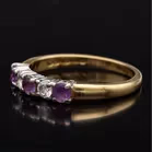 18ct Gold Five-Stone Ring with Amethyst and Diamonds