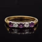 18ct Gold Five-Stone Ring with Amethyst and Diamonds