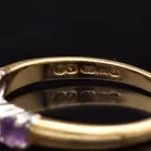 18ct Gold Five-Stone Ring with Amethyst and Diamonds