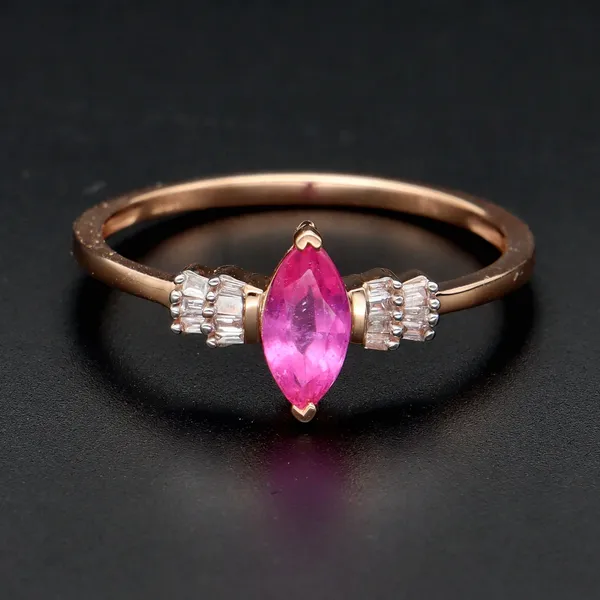 Gold Pink Sapphire Diamond Ring