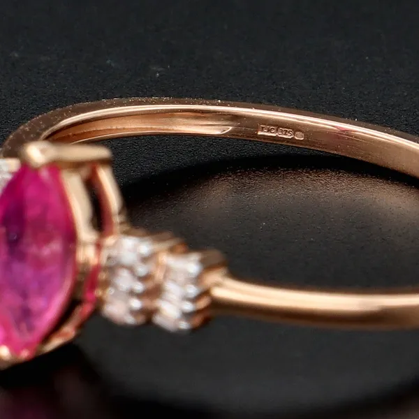 Gold Pink Sapphire Diamond Ring