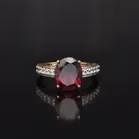 Gold 4ct Garnet Zircon Ring
