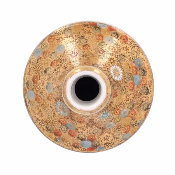 Japanese Satsuma Iris Vase Ryuzan