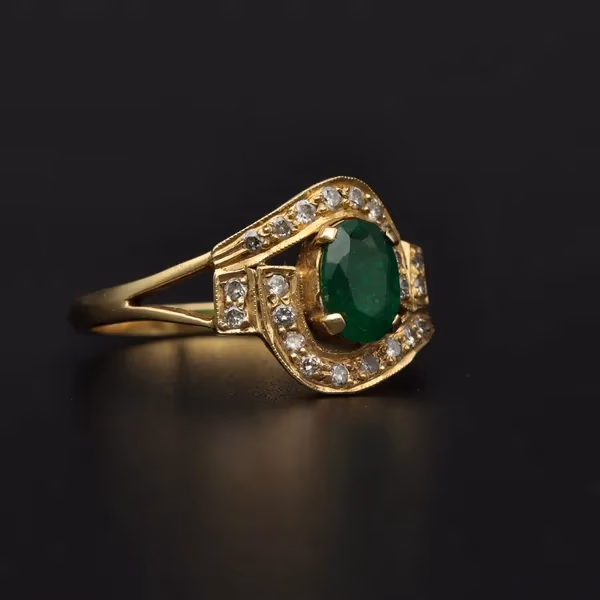 18ct Gold Emerald and Diamond Ring