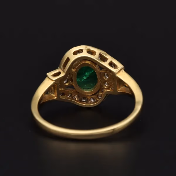 18ct Gold Emerald and Diamond Ring