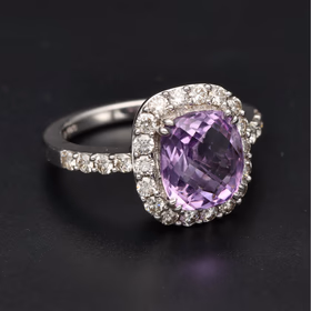 18ct Gold Amethyst and Diamond Ring