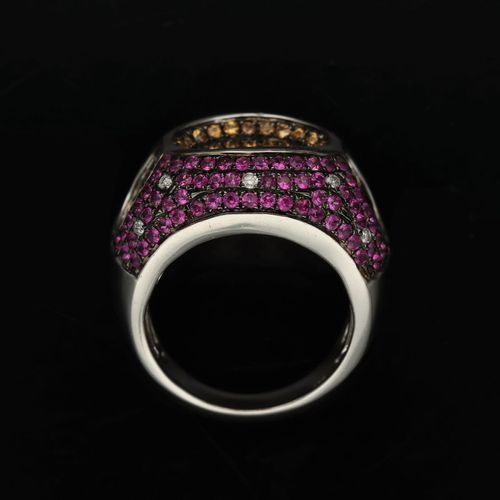 18ct Gold Ruby Citrine and Diamond Ring image-6
