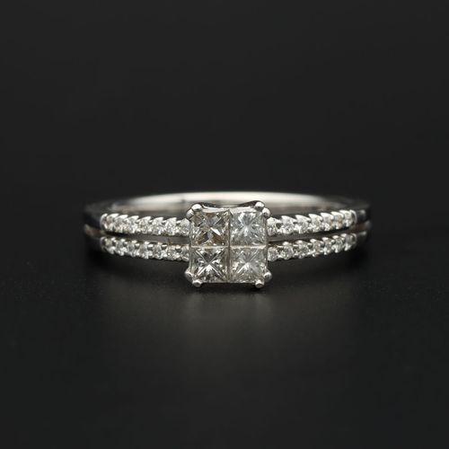 18ct White Gold Diamond Cluster Ring image-2