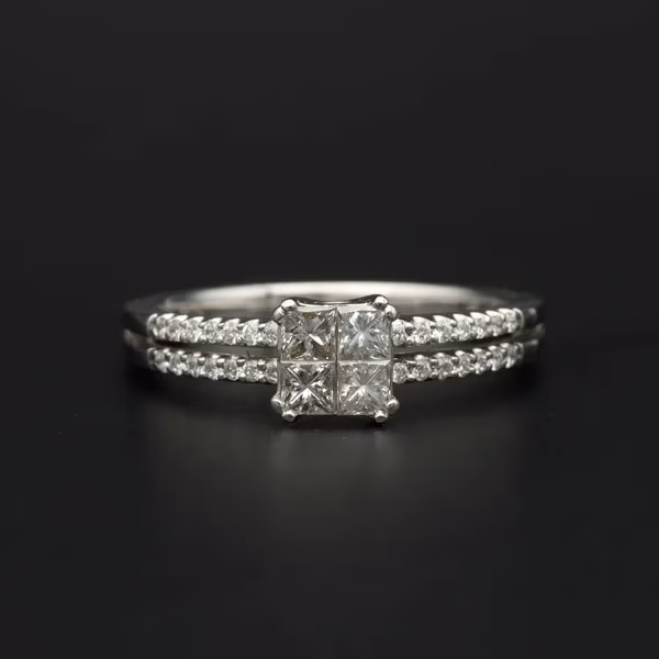 18ct White Gold Diamond Cluster Ring