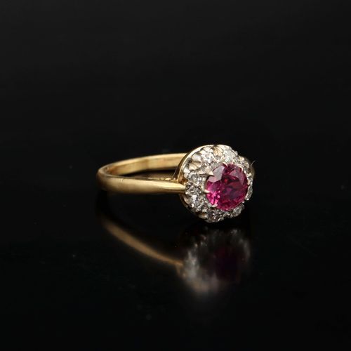 Antique Ruby and Diamond Cluster Ring image-1