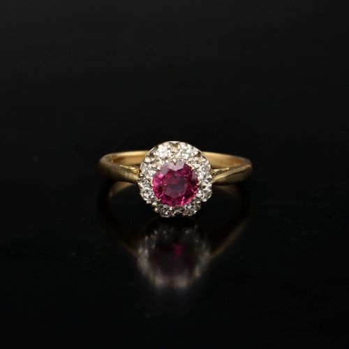 Antique Ruby and Diamond Cluster Ring image-2