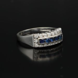 18ct White Gold, Diamond and Sapphire Ring