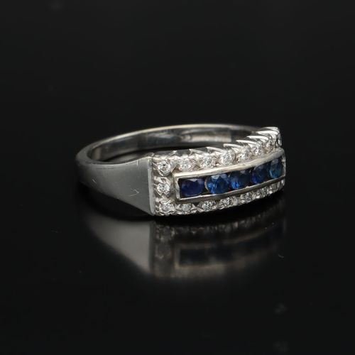 18ct White Gold, Diamond and Sapphire Ring image-1