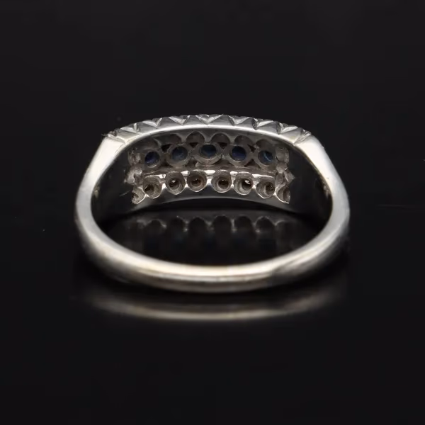 18ct White Gold, Diamond and Sapphire Ring