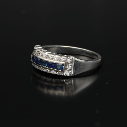 18ct White Gold, Diamond and Sapphire Ring image-3