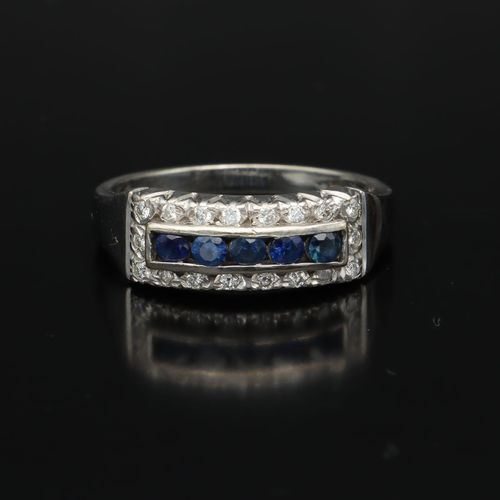 18ct White Gold, Diamond and Sapphire Ring image-2