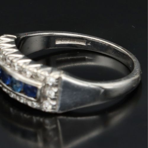 18ct White Gold, Diamond and Sapphire Ring image-4