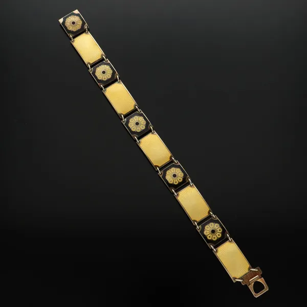 David-Andersen Guilloche Enamel and Vermeil Silver Panel Necklace