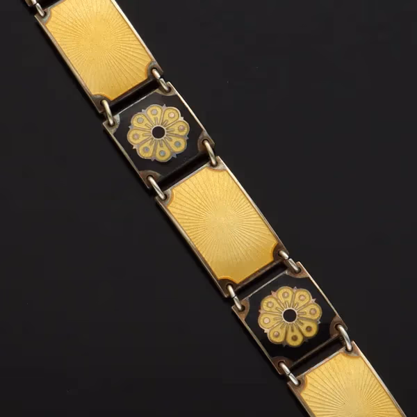 David-Andersen Guilloche Enamel and Vermeil Silver Panel Necklace