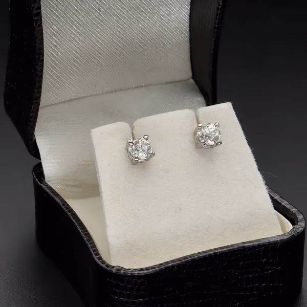 Platinum Old Cut Solitaire Studs