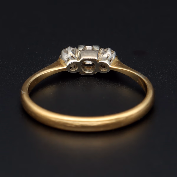 Antique 18ct Gold Platinum Diamond Ring, Size N