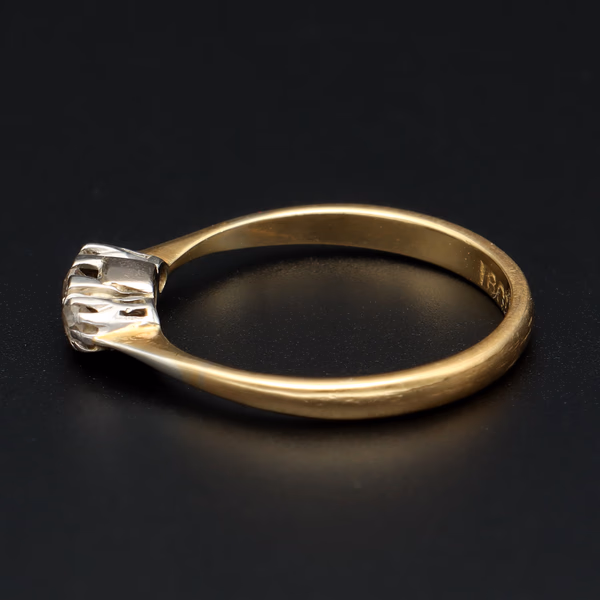 Antique 18ct Gold Platinum Diamond Ring, Size N