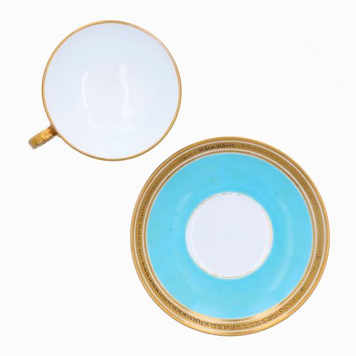 Brown Westhead and Moore Light Blue Tea Cup and Saucer image-3