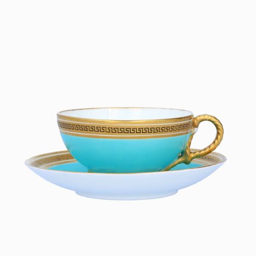 Brown Westhead and Moore Light Blue Tea Cup and Saucer image-2