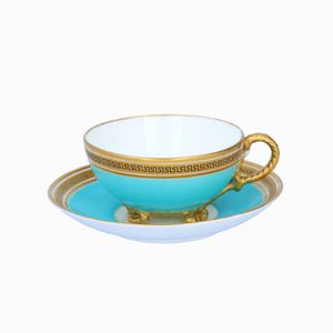 Brown Westhead and Moore Light Blue Tea Cup and Saucer