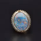 Heavy 18ct Yellow Gold Opal & Diamond Triplet Ring