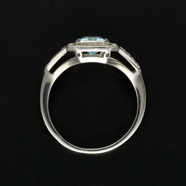 Platinum Aquamarine & Diamond Ring