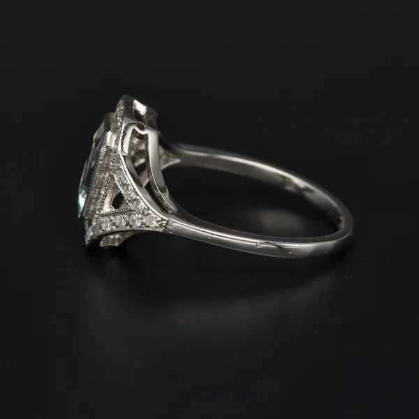 Platinum Aquamarine & Diamond Ring