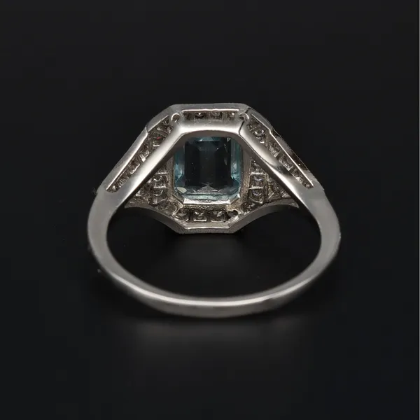 Platinum Aquamarine & Diamond Ring