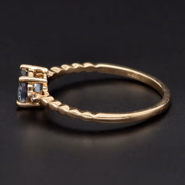 Gold Tanzanite and Diamond Ring
