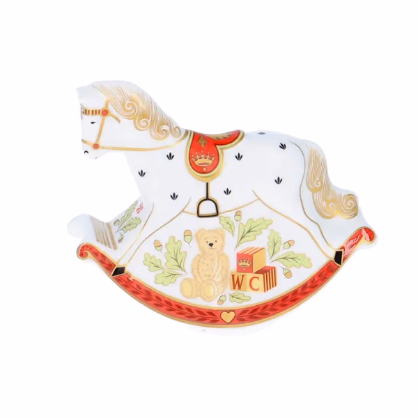 Boxed Royal Crown Derby Royal Baby Rocking Horse