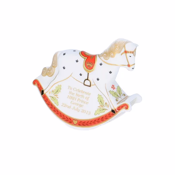 Boxed Royal Crown Derby Royal Baby Rocking Horse