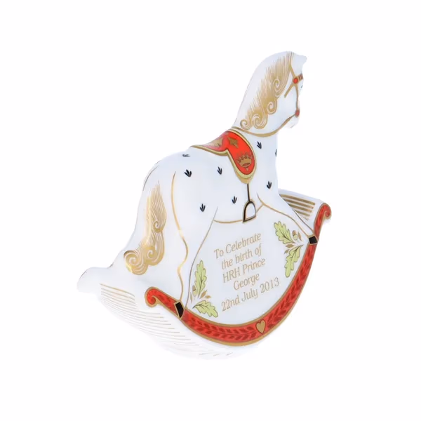 Boxed Royal Crown Derby Royal Baby Rocking Horse