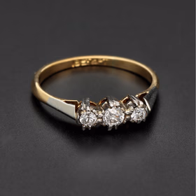 Antique 18ct Gold & Platinum 3-Stone Diamond Ring