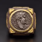 18ct Yellow Gold & Oxidised Silver With Rare Roman Coin Ring