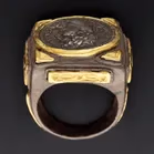18ct Yellow Gold & Oxidised Silver With Rare Roman Coin Ring