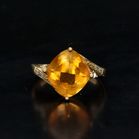 9ct Gold Citrine and Diamond Ring