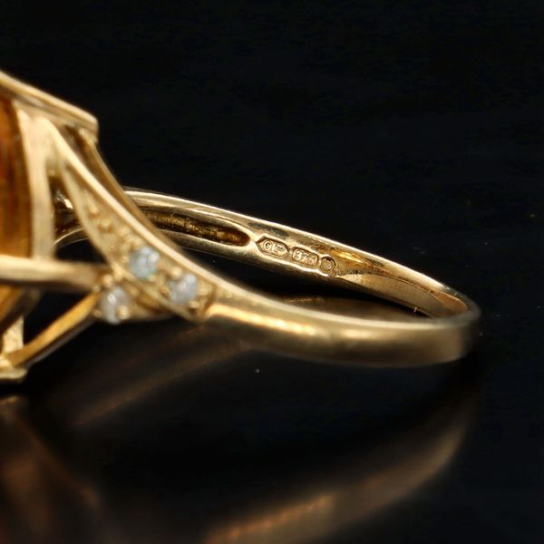 9ct Gold Citrine and Diamond Ring