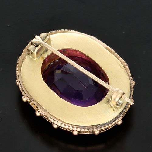 Victorian 18ct Gold Amethyst and Pearls Brooch image-6