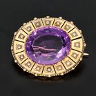 Victorian 18ct Gold Amethyst and Pearls Brooch