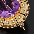 Victorian 18ct Gold Amethyst and Pearls Brooch