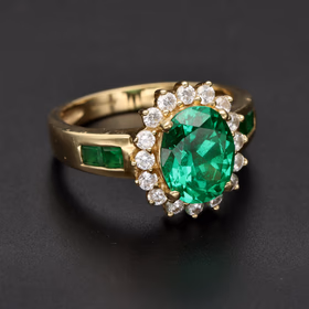 14K Gold Green Dress Ring