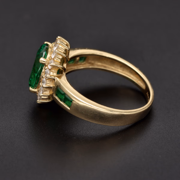 14K Gold Green Dress Ring