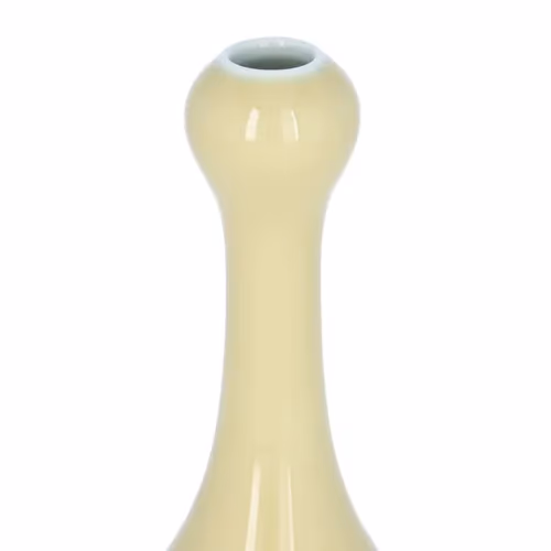 19th Century Chinese Pale Yellow Baluster Garlic Mouth Vase Oriental