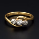 18ct Antique 0.3Ct Diamond Trilogy Ring. Circa 1910